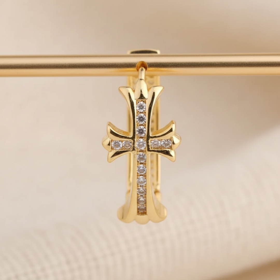 Faith Sparkle Cross Hoop Earrings