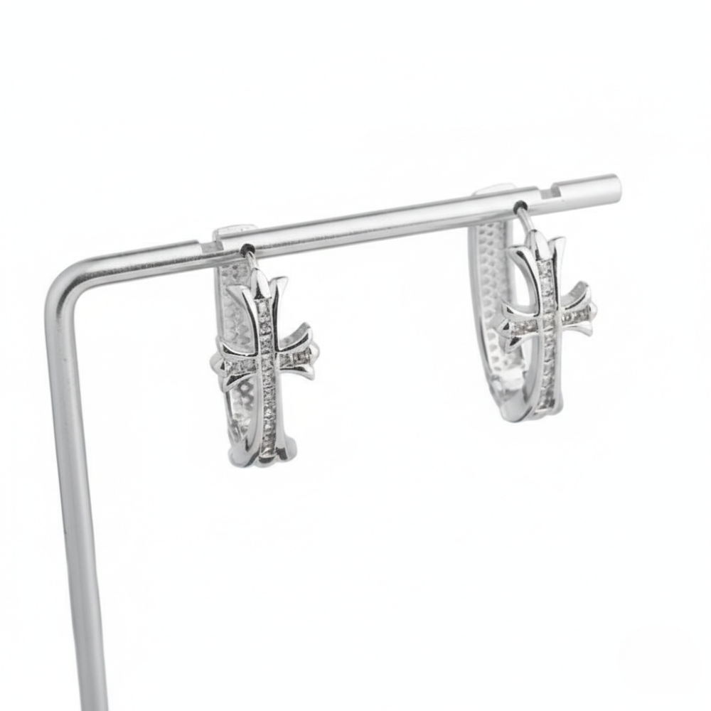 Faith Sparkle Cross Hoop Earrings