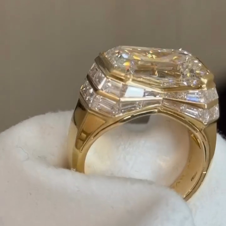 9ctw Emerald-Cut Art Deco-Style Sapphire Engagement Ring
