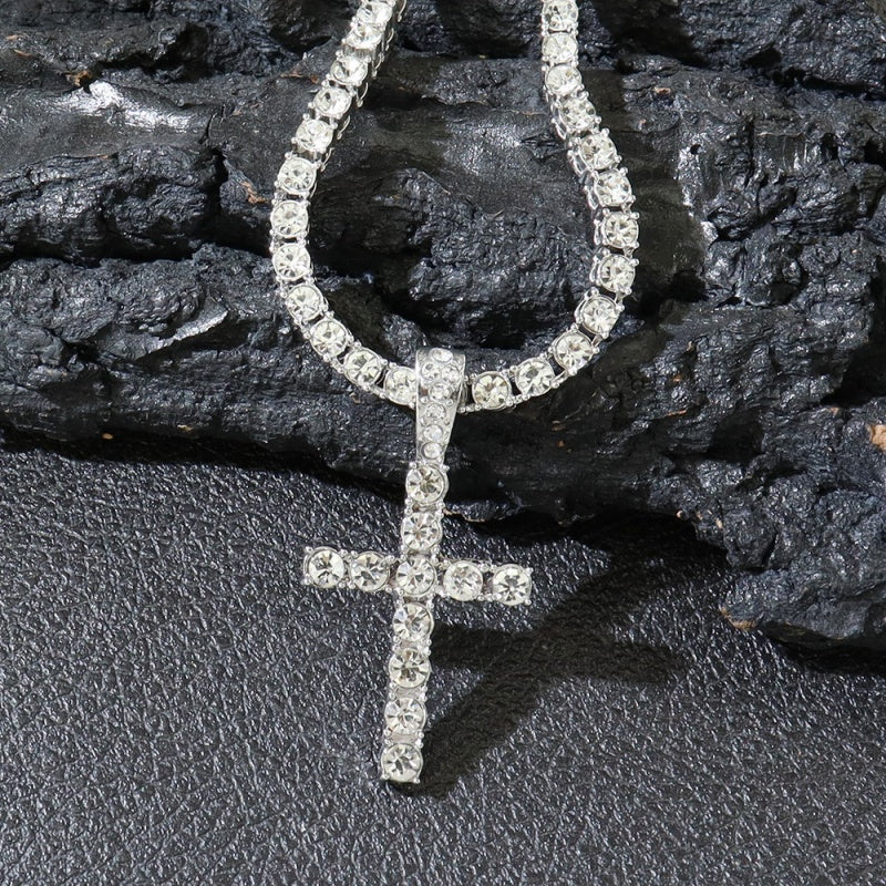 Royal Light Iced Cross Pendant Necklace
