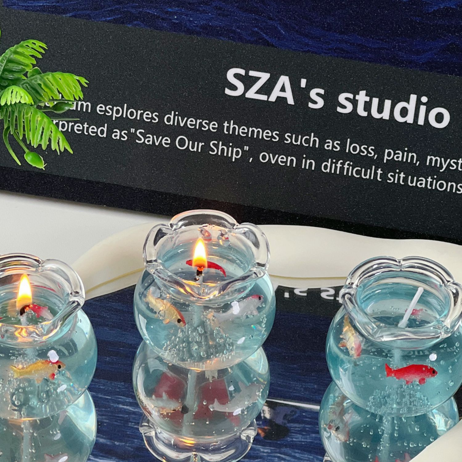 Mini Bubble Fish Tank Candle: Handmade Gel Wax Candle | Home Living Aesthetic Decor | Small Miniature Candle | Funny, Unique Gift