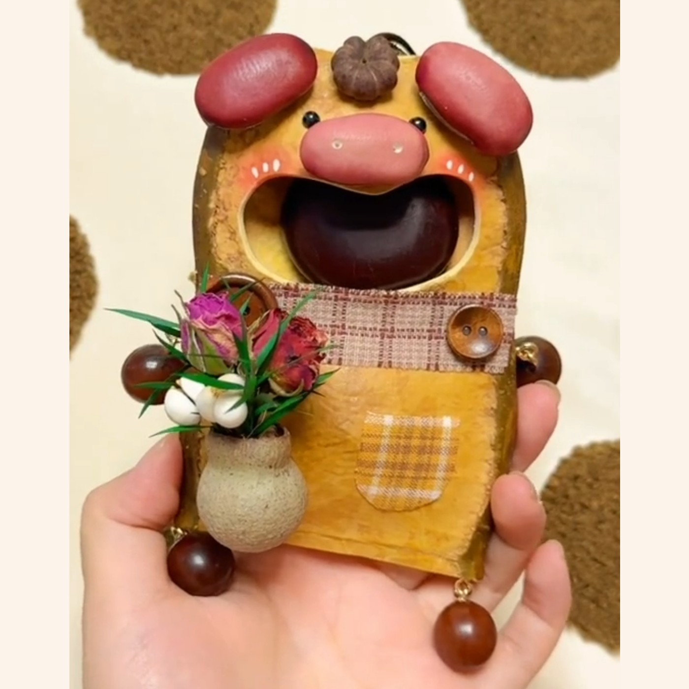 Double-Sided Pig Pod Doll – Bloom Vase Edition