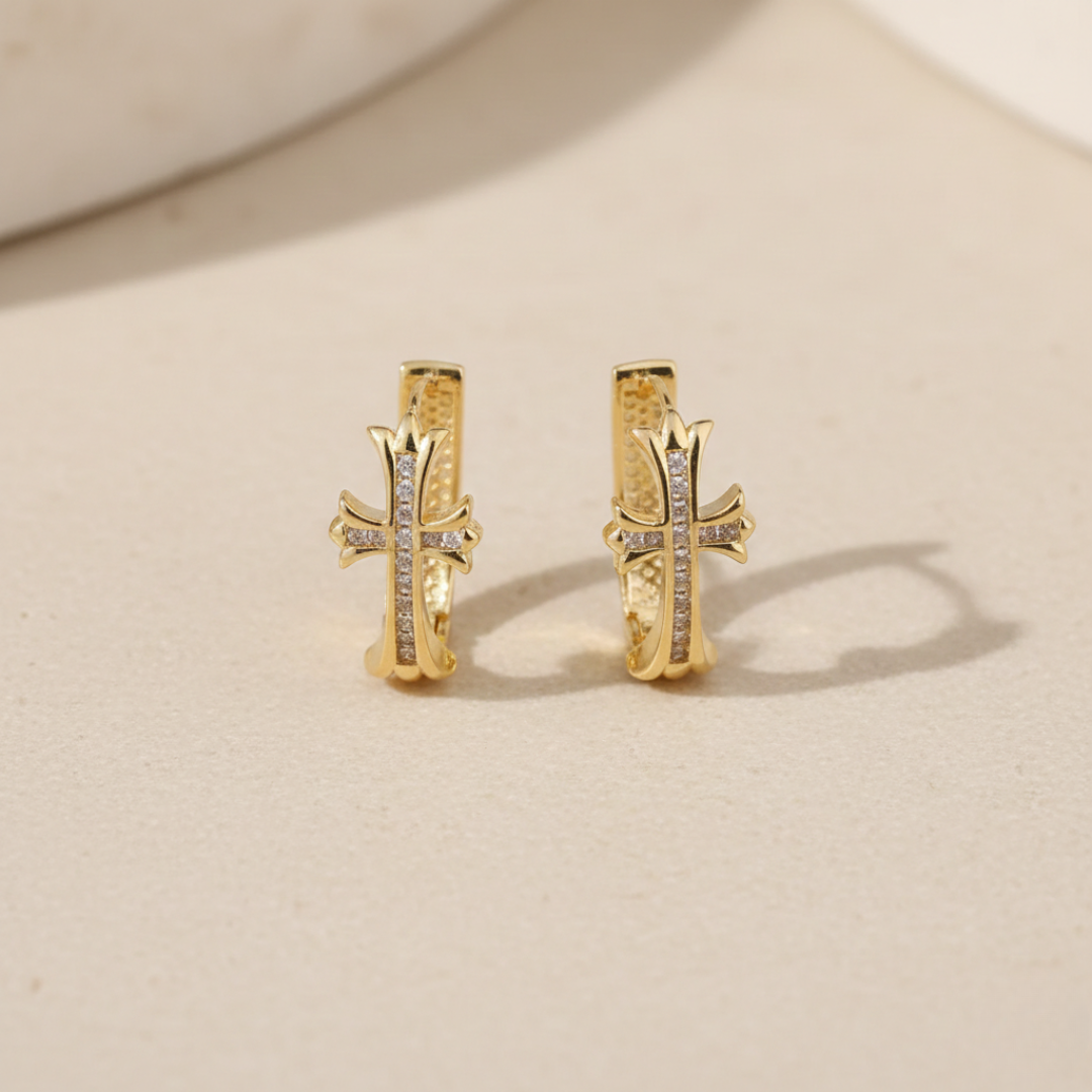 Faith Sparkle Cross Hoop Earrings
