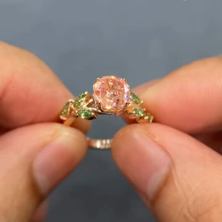 2ct Rose-Cut and Marquise-Cut Pink Sapphire Rose Petal Ring