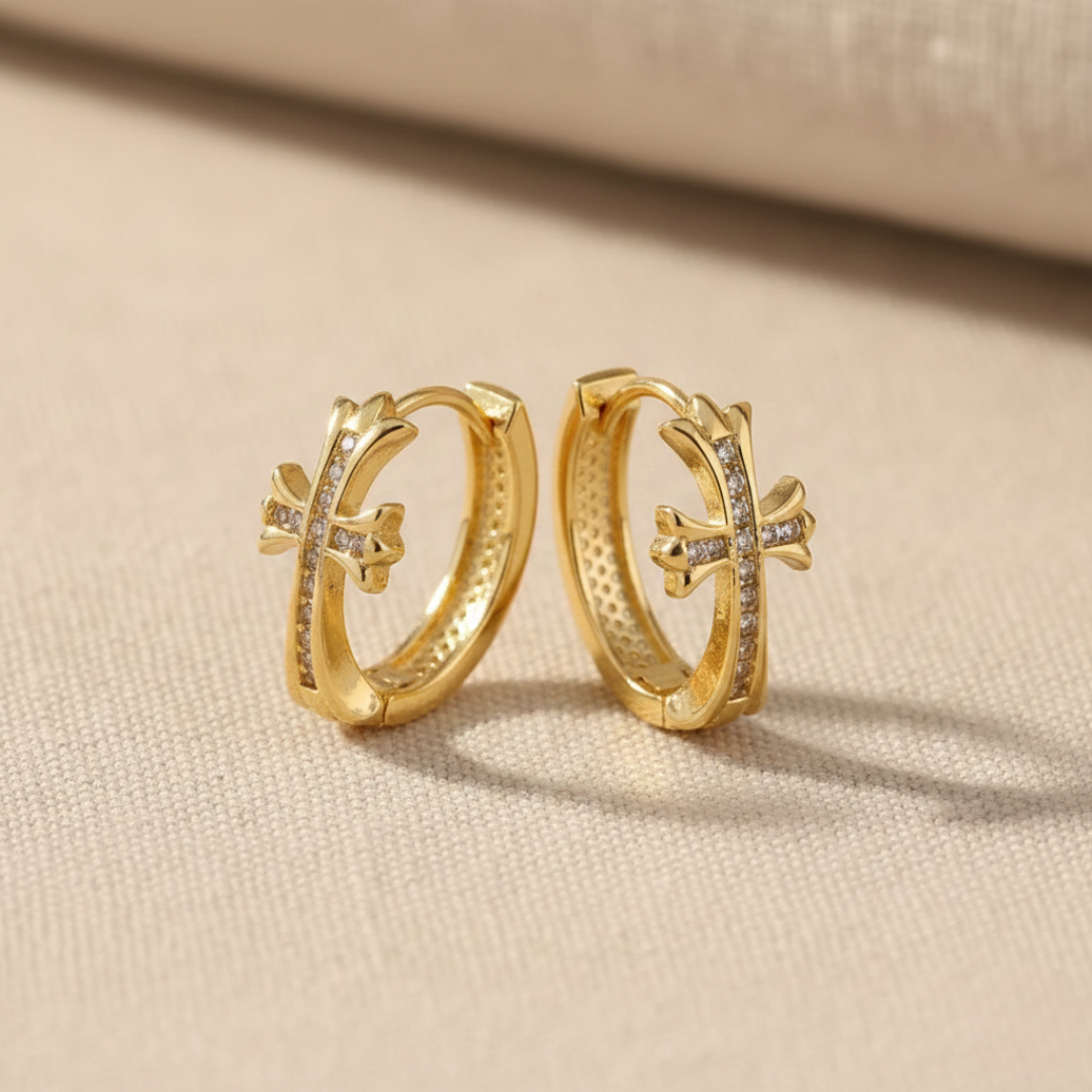 Faith Sparkle Cross Hoop Earrings