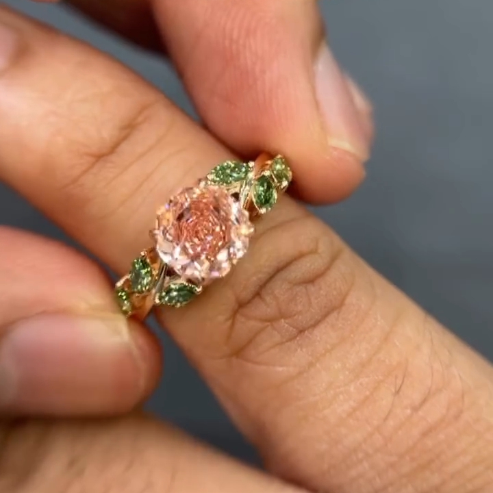 2ct Rose-Cut and Marquise-Cut Pink Sapphire Rose Petal Ring