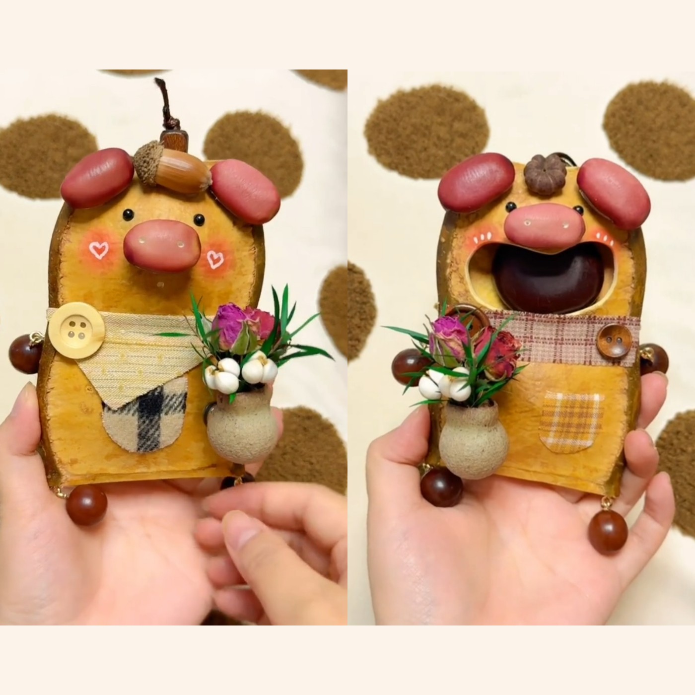 Double-Sided Pig Pod Doll – Bloom Vase Edition
