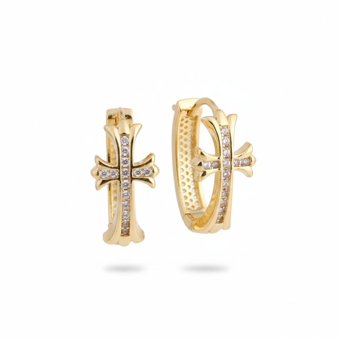 Faith Sparkle Cross Hoop Earrings