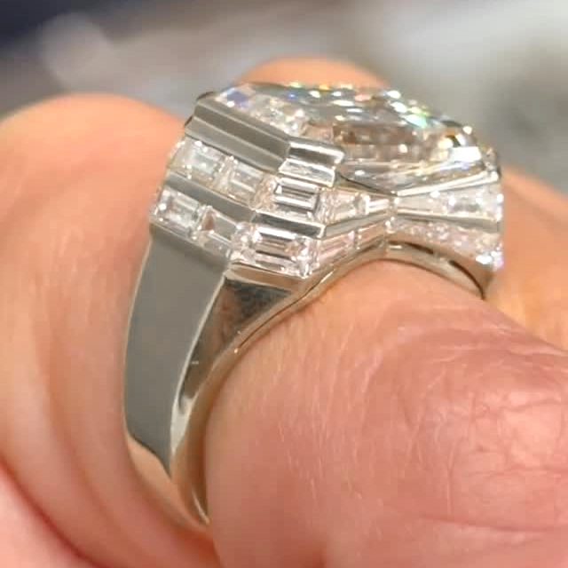 9ctw Emerald-Cut Art Deco-Style Sapphire Engagement Ring