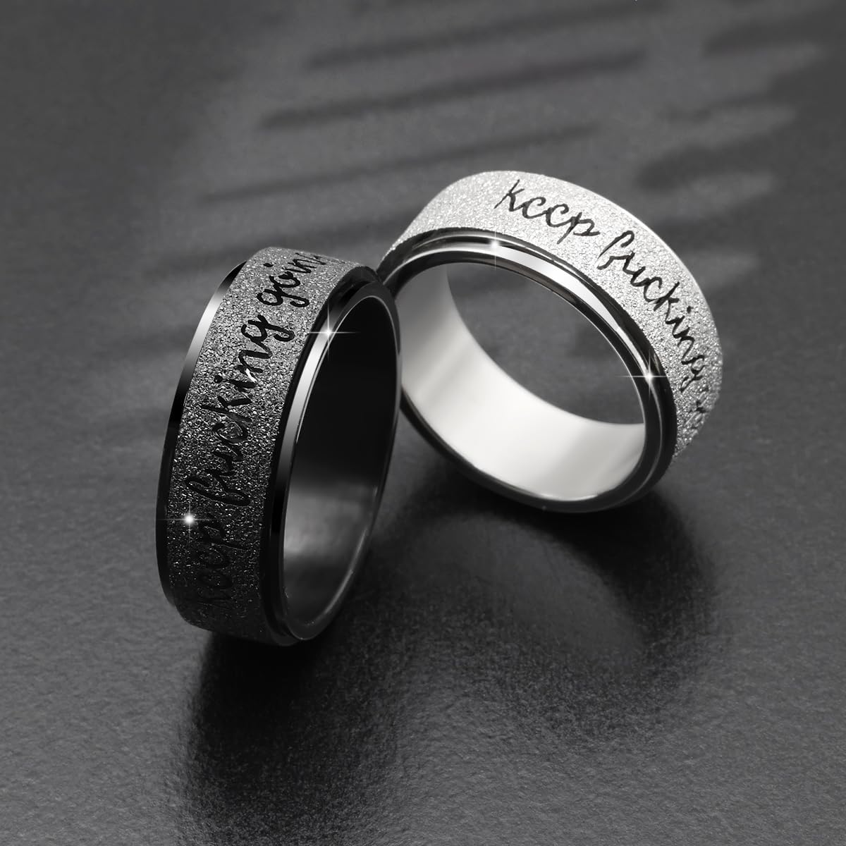 Sand Finish Motivational Rotate Ring Daily Self Reminder