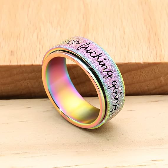 Sand Finish Motivational Rotate Ring Daily Self Reminder