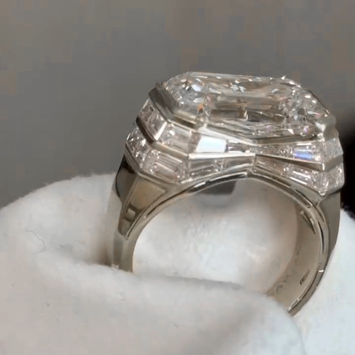 9ctw Emerald-Cut Art Deco-Style Sapphire Engagement Ring