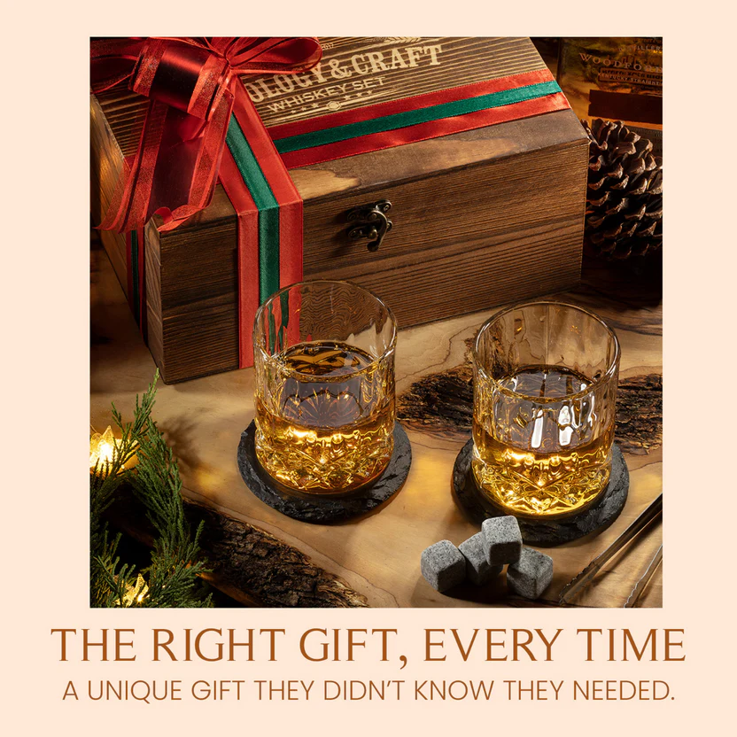 Whiskey Latch Crate Gift Set – 13-Piece with Diamond Glasses