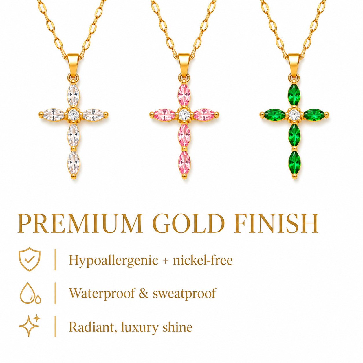 Radiant Faith CZ Cross Necklace