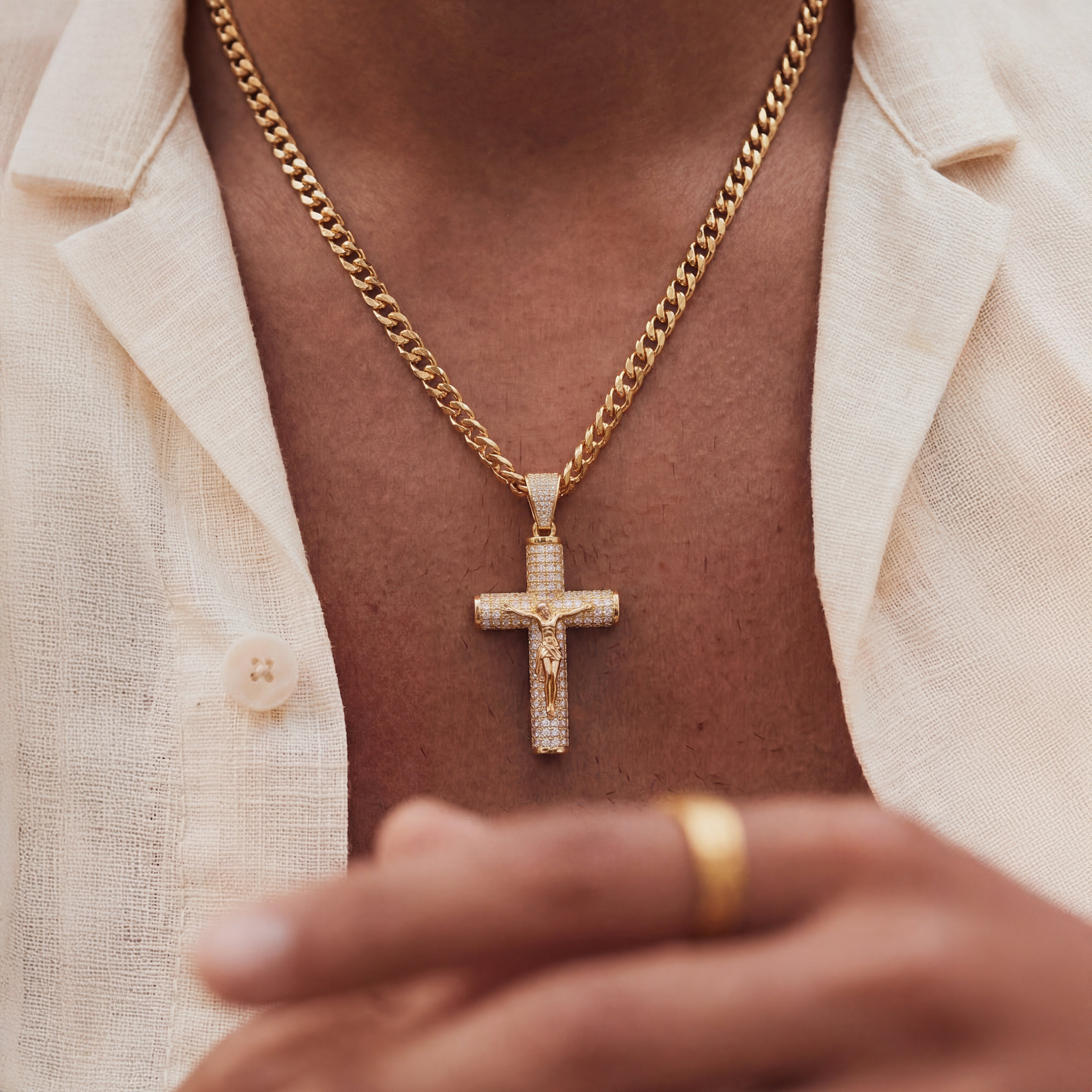 14K Gold Crucifix Chain