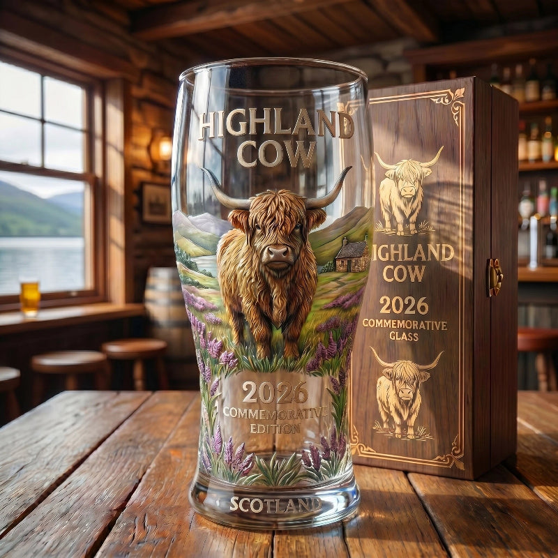 Highland Cow Commemorative Glass