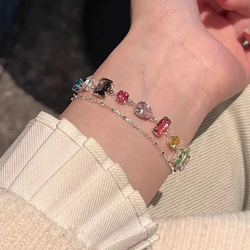 Shiny Rainbow Zircon Link Bracele