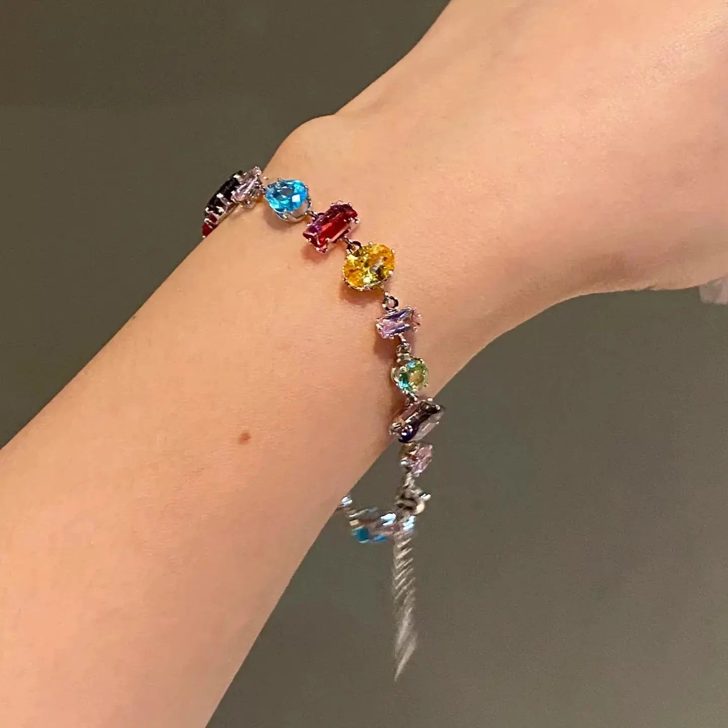 Shiny Rainbow Zircon Link Bracele