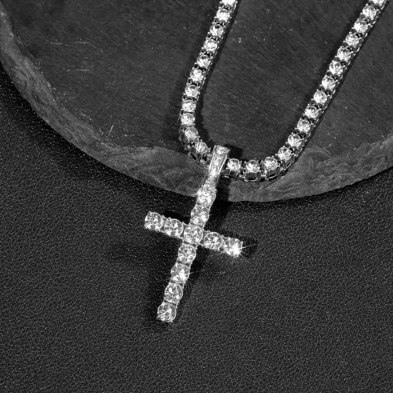 Royal Light Iced Cross Pendant Necklace