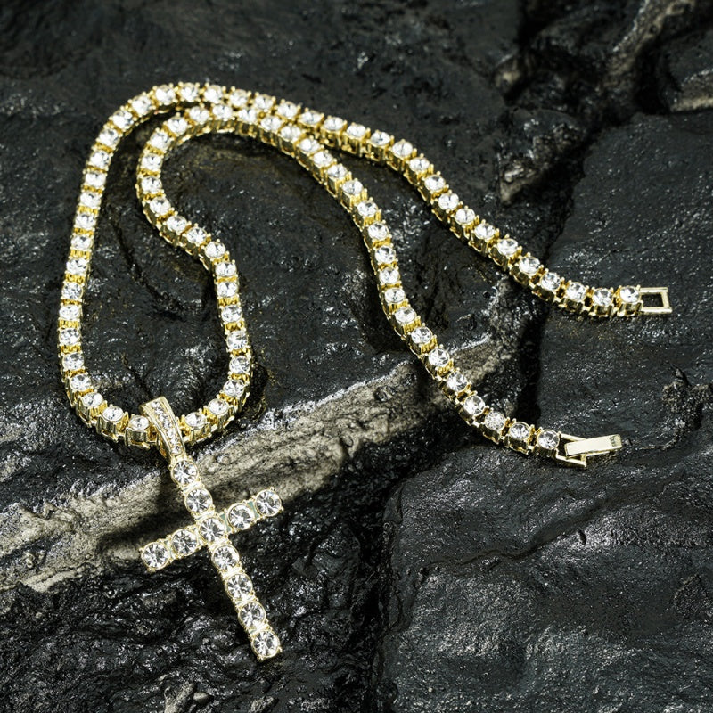 Royal Light Iced Cross Pendant Necklace