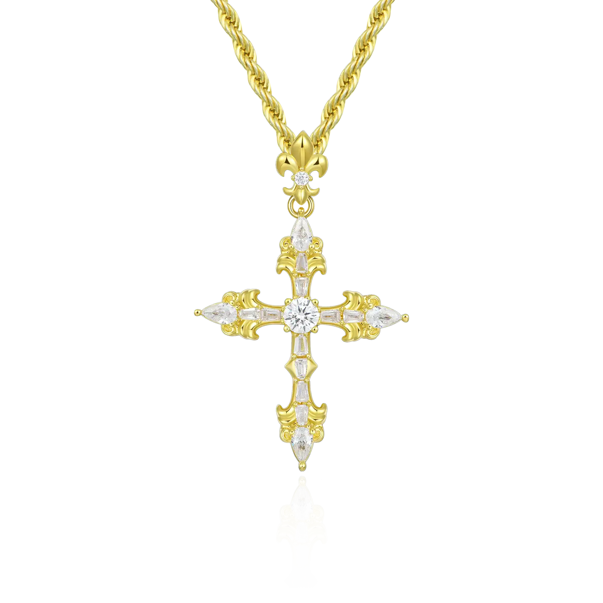 Modern Essentials Fleur Cross Pendant & Chain Set