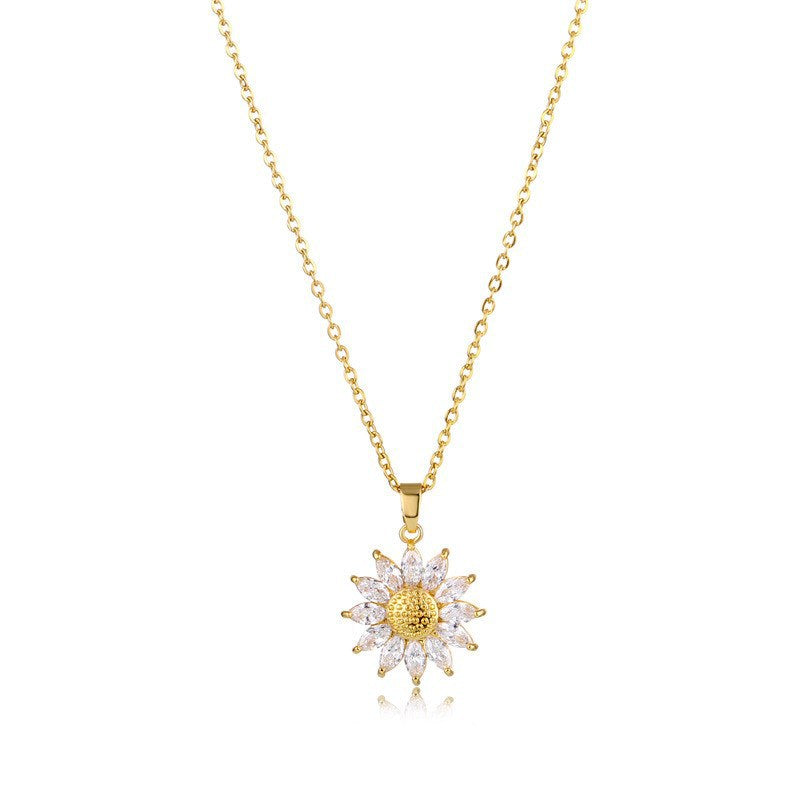 Sunflower Micro Pave Zircon Pendant Necklace