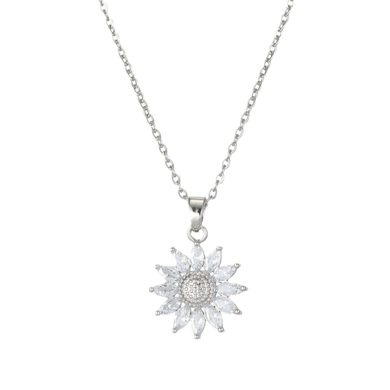 Sunflower Micro Pave Zircon Pendant Necklace