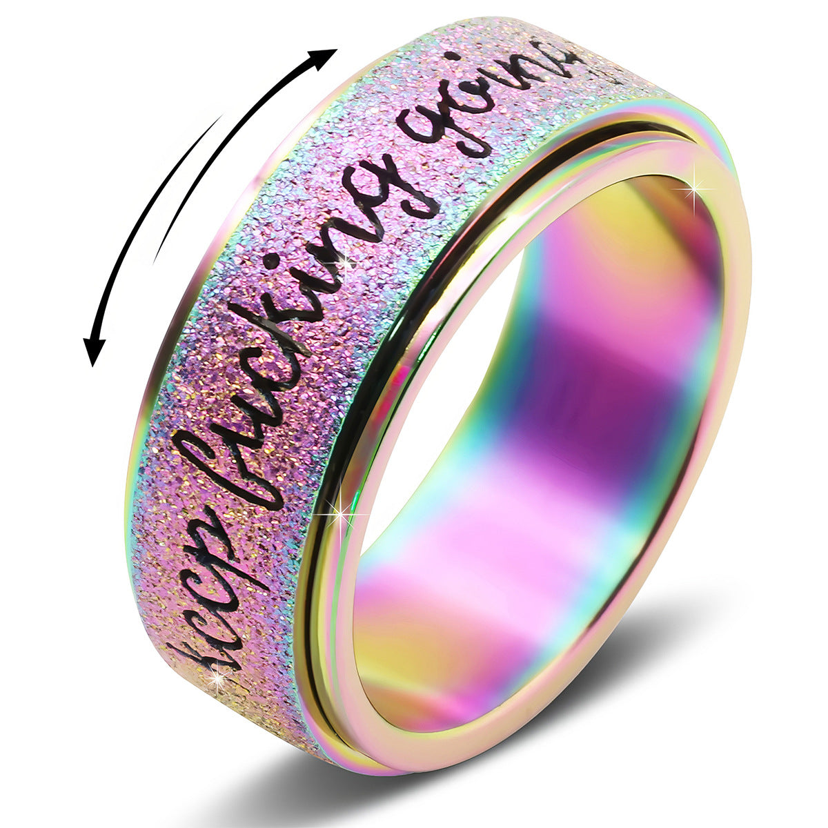 Sand Finish Motivational Rotate Ring Daily Self Reminder