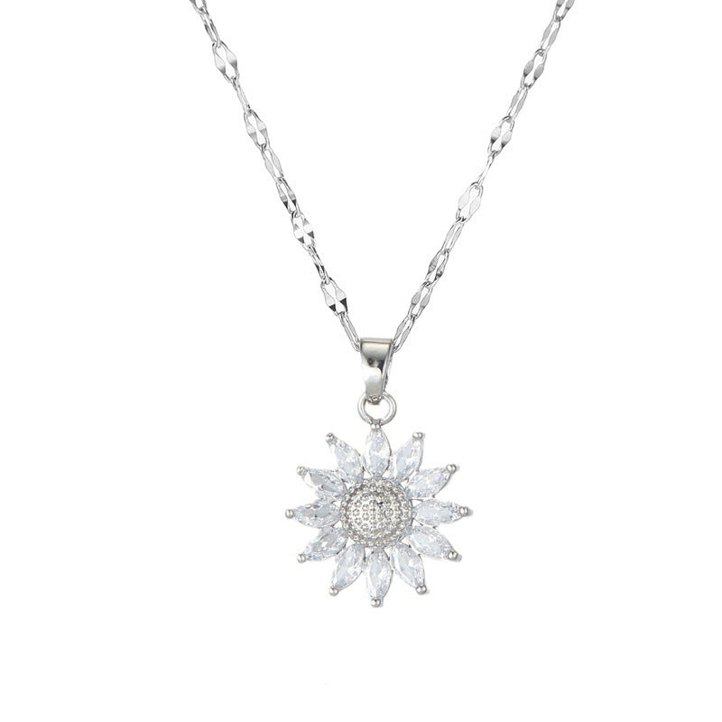 Sunflower Micro Pave Zircon Pendant Necklace
