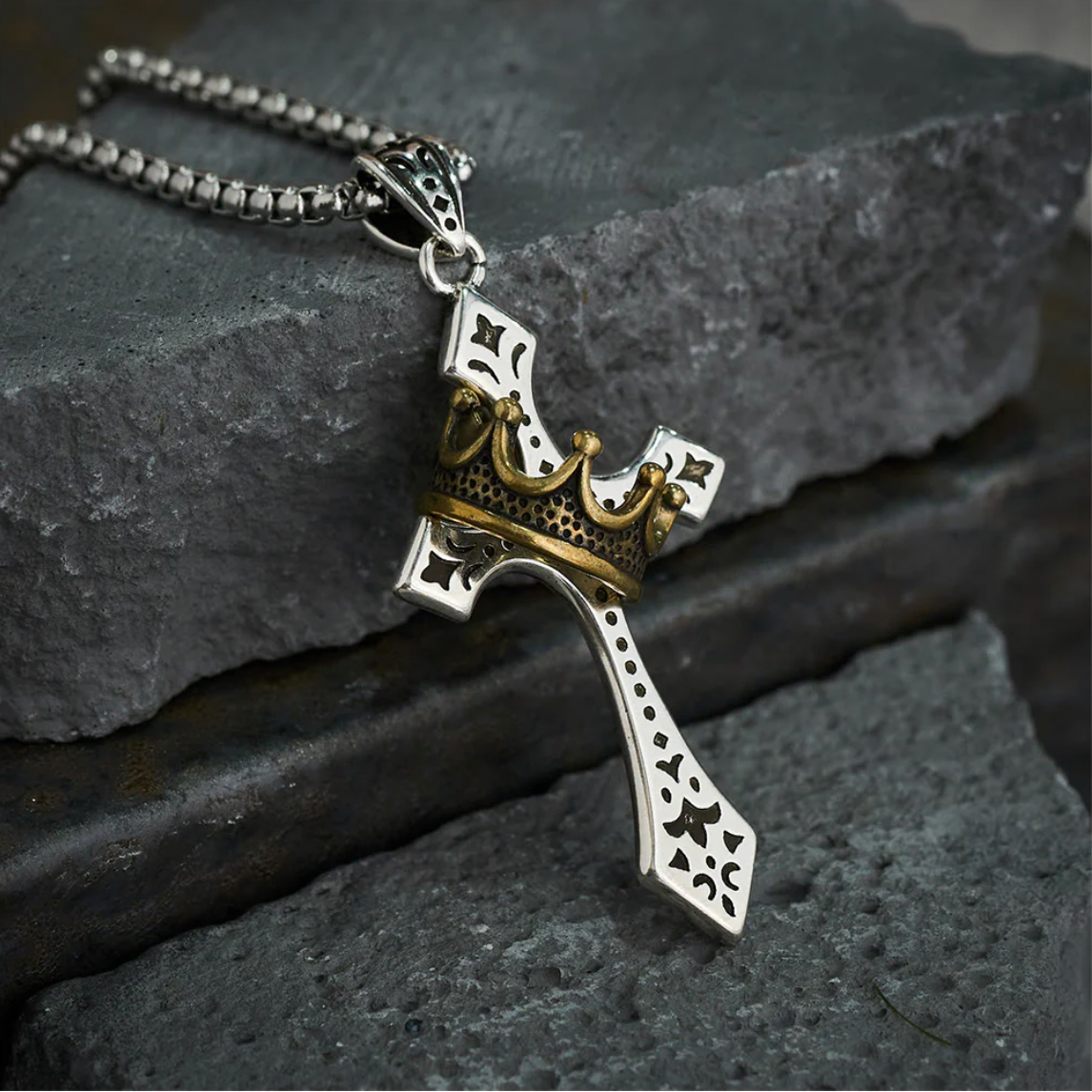 Royal Crown Cross Pendant Necklace