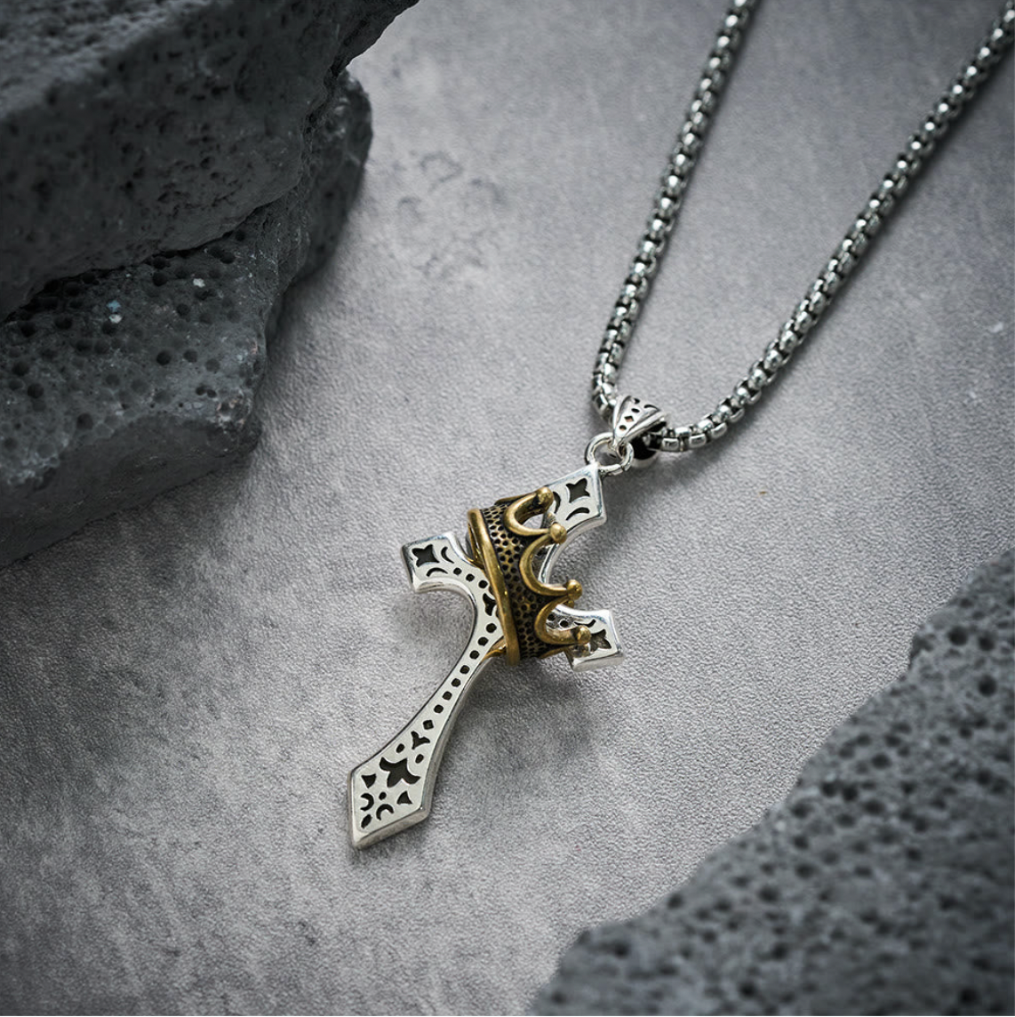 Royal Crown Cross Pendant Necklace