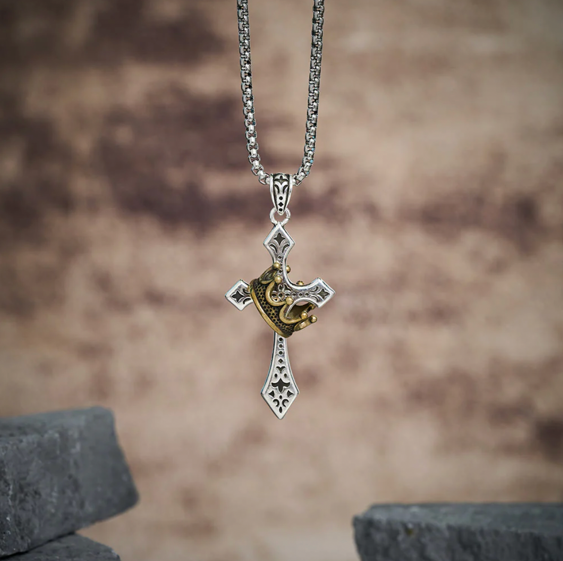 Royal Crown Cross Pendant Necklace