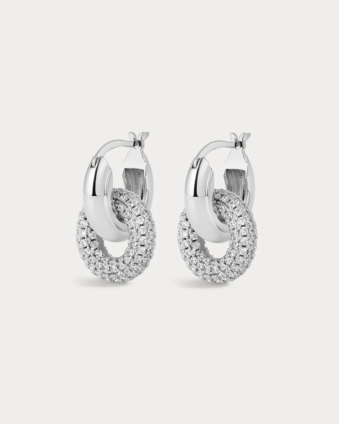 Pave Interlock Hoops- Gold