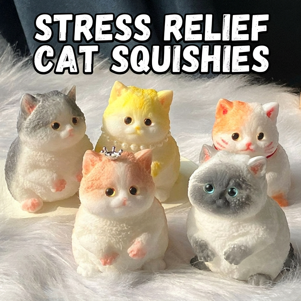 🔥50%OFF🔥🎨🐾Soft and Cuddly Cat – Stress-Relief Squeezable Toy