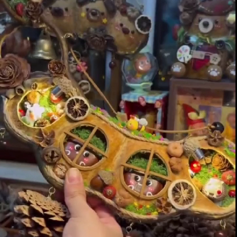 Handcrafted Bean Pod Dioramas