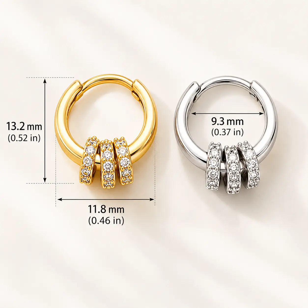 Triple Ring Huggie Earrings