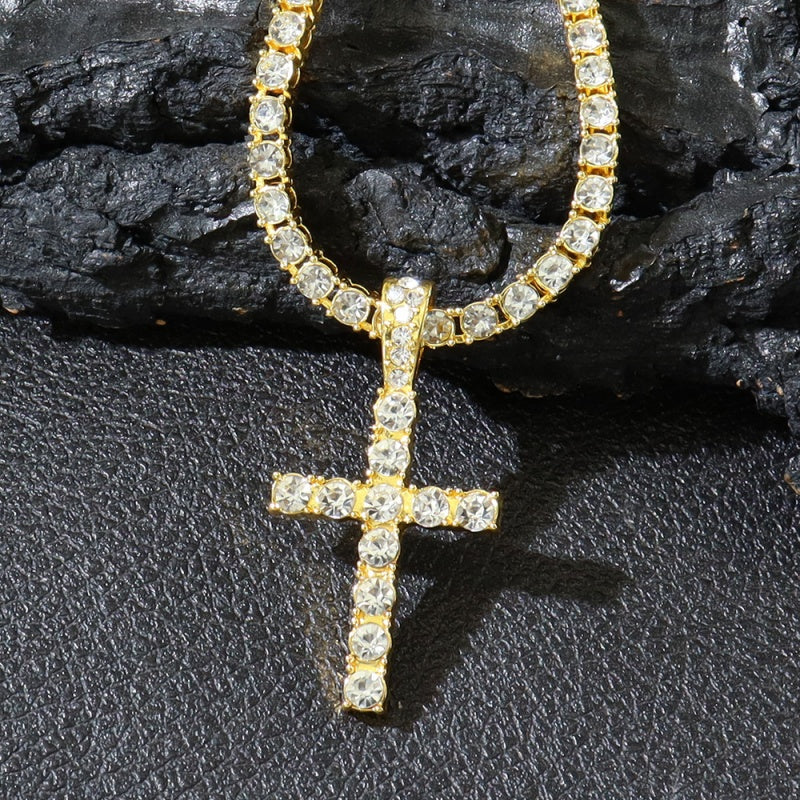 Royal Light Iced Cross Pendant Necklace