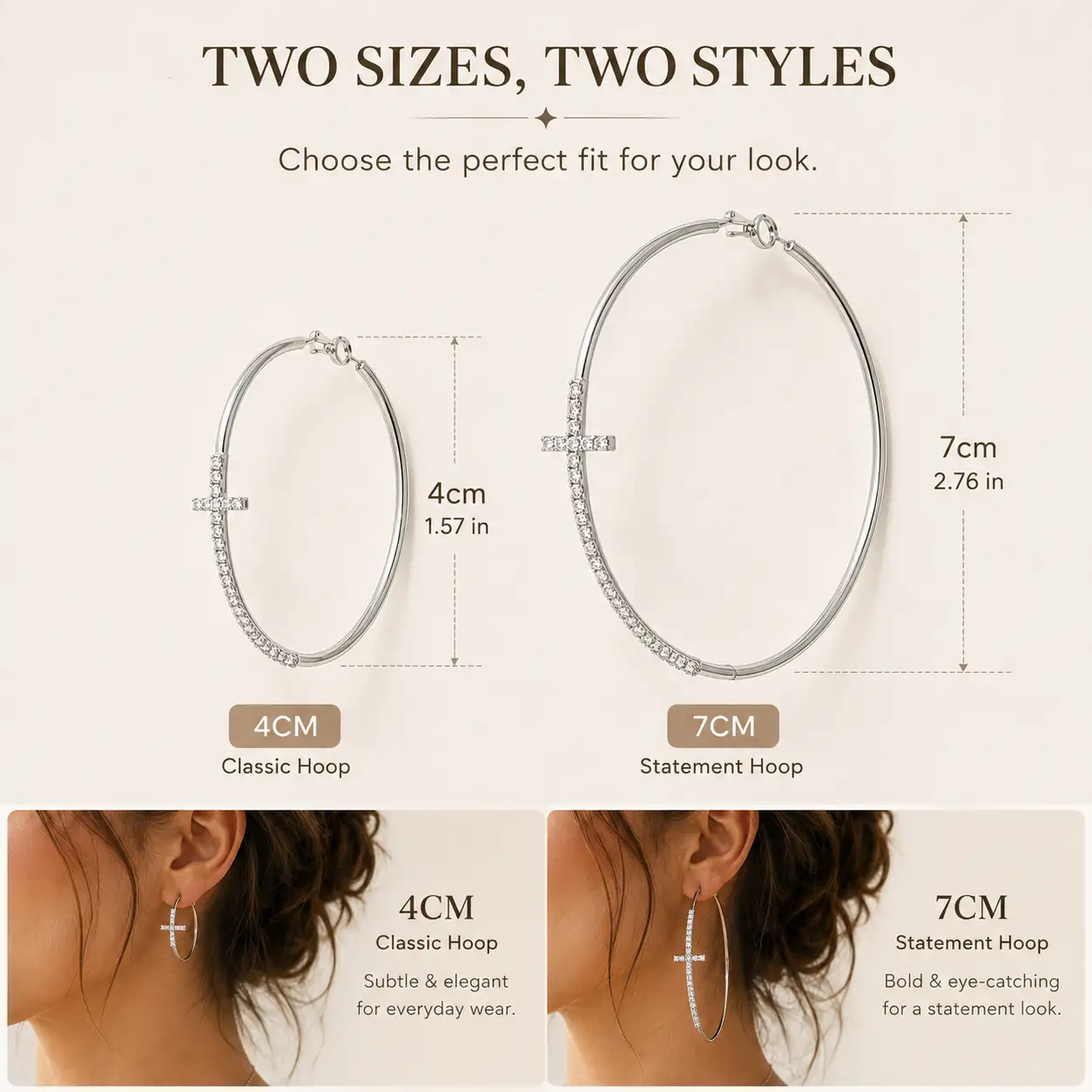 Faith & Grace Cross Hoop Earrings