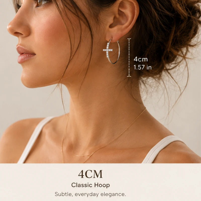 Faith & Grace Cross Hoop Earrings