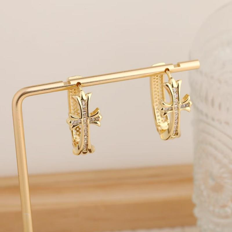 Faith Sparkle Cross Hoop Earrings