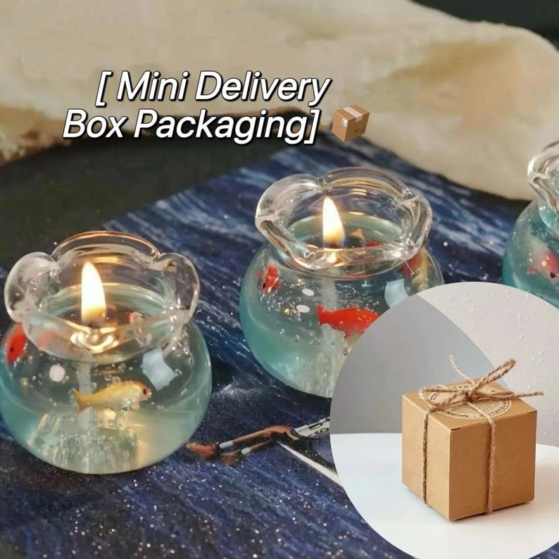 Mini Bubble Fish Tank Candle: Handmade Gel Wax Candle | Home Living Aesthetic Decor | Small Miniature Candle | Funny, Unique Gift