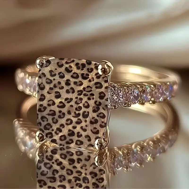 Leopard Square Ring