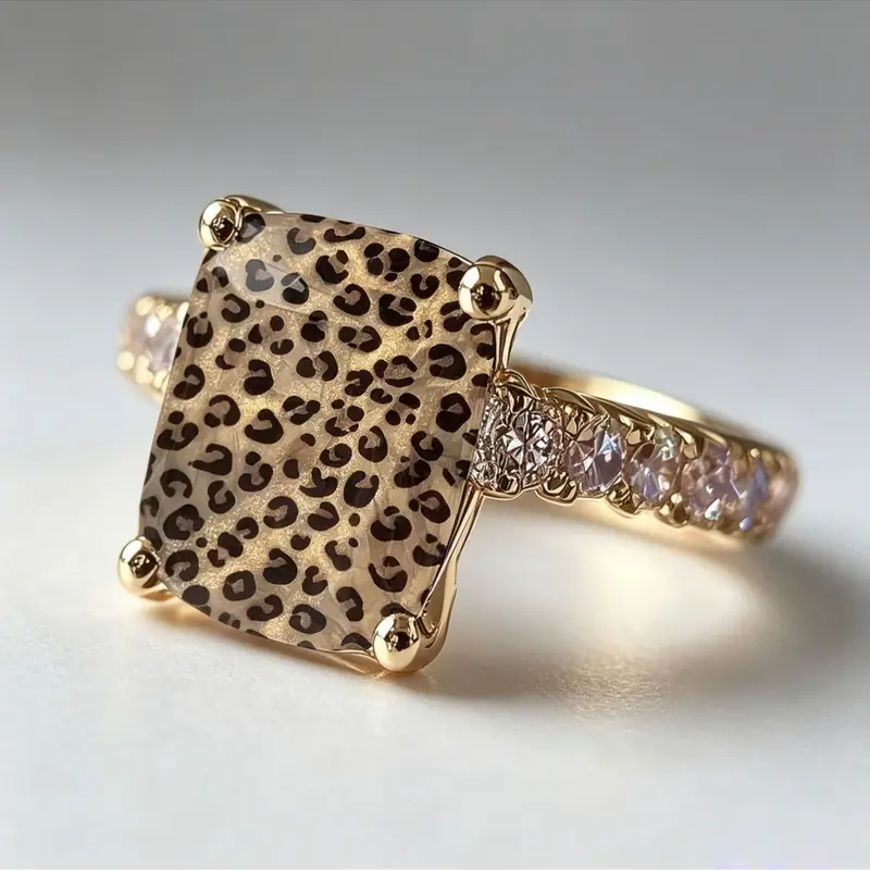 Leopard Square Ring