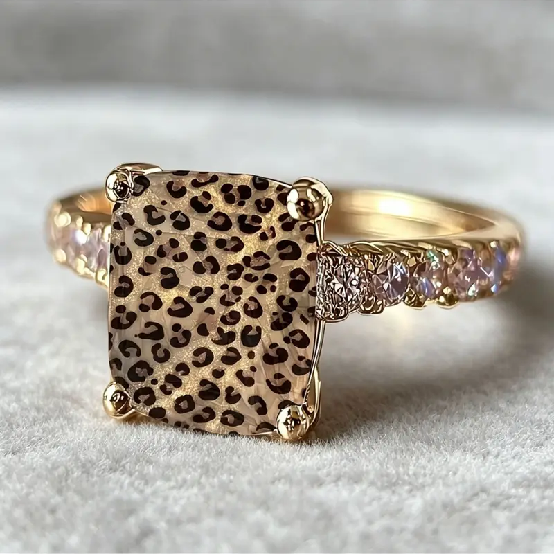 Leopard Square Ring