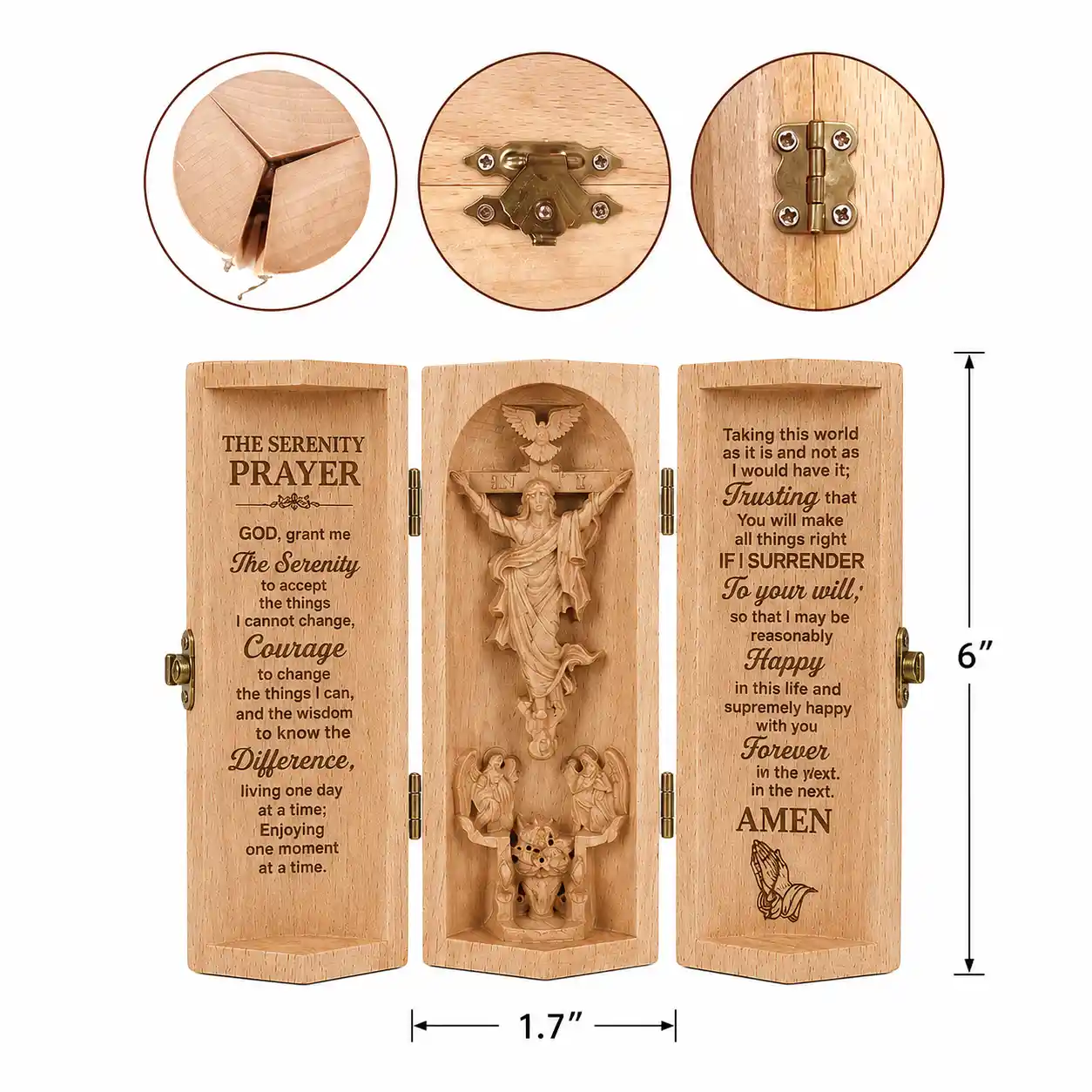 Faith Serenity Blessing  -  Wooden Cylinder Sculpture