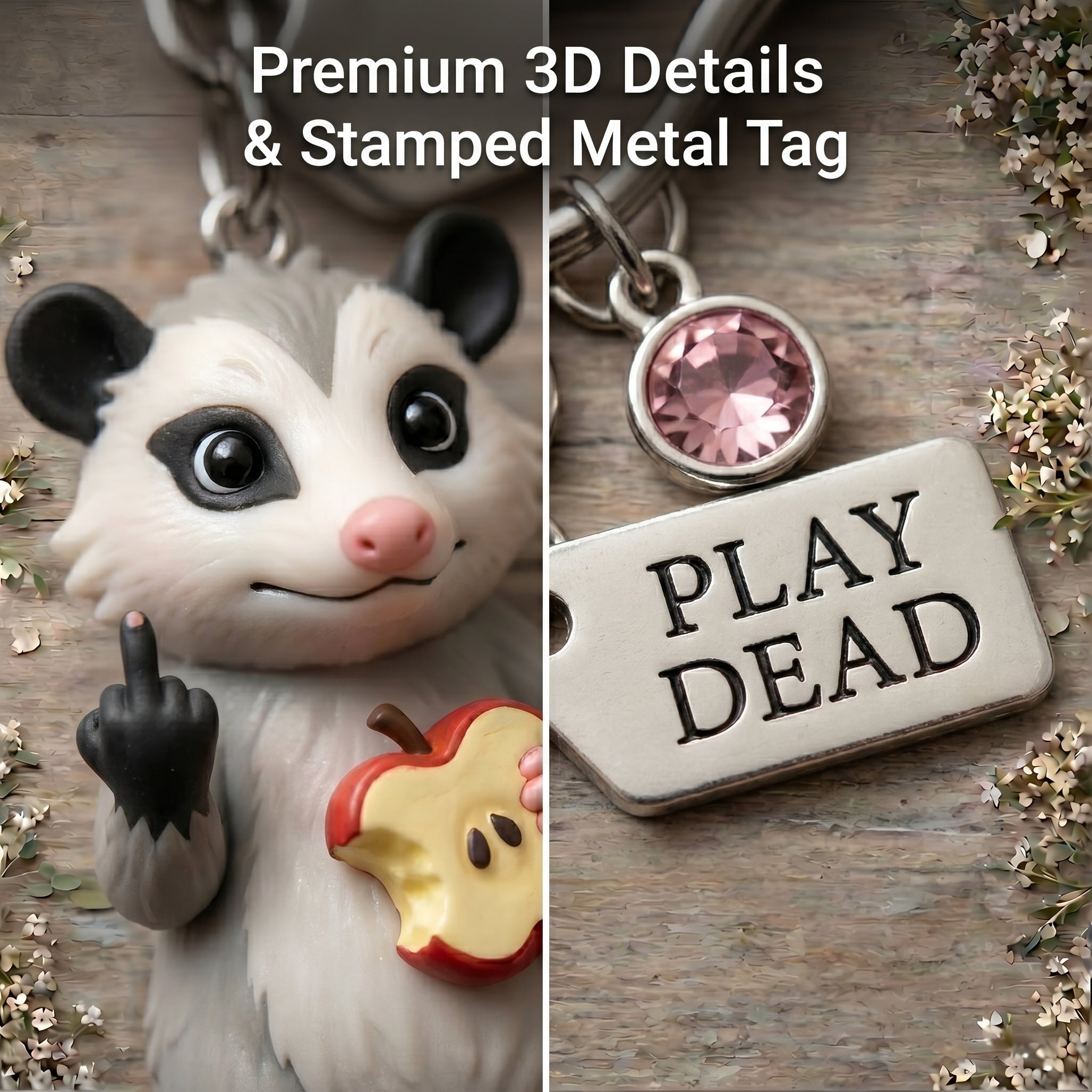 A Little Opossum for You - "Still Hanging On" Keychain & Sentiment Card Set
