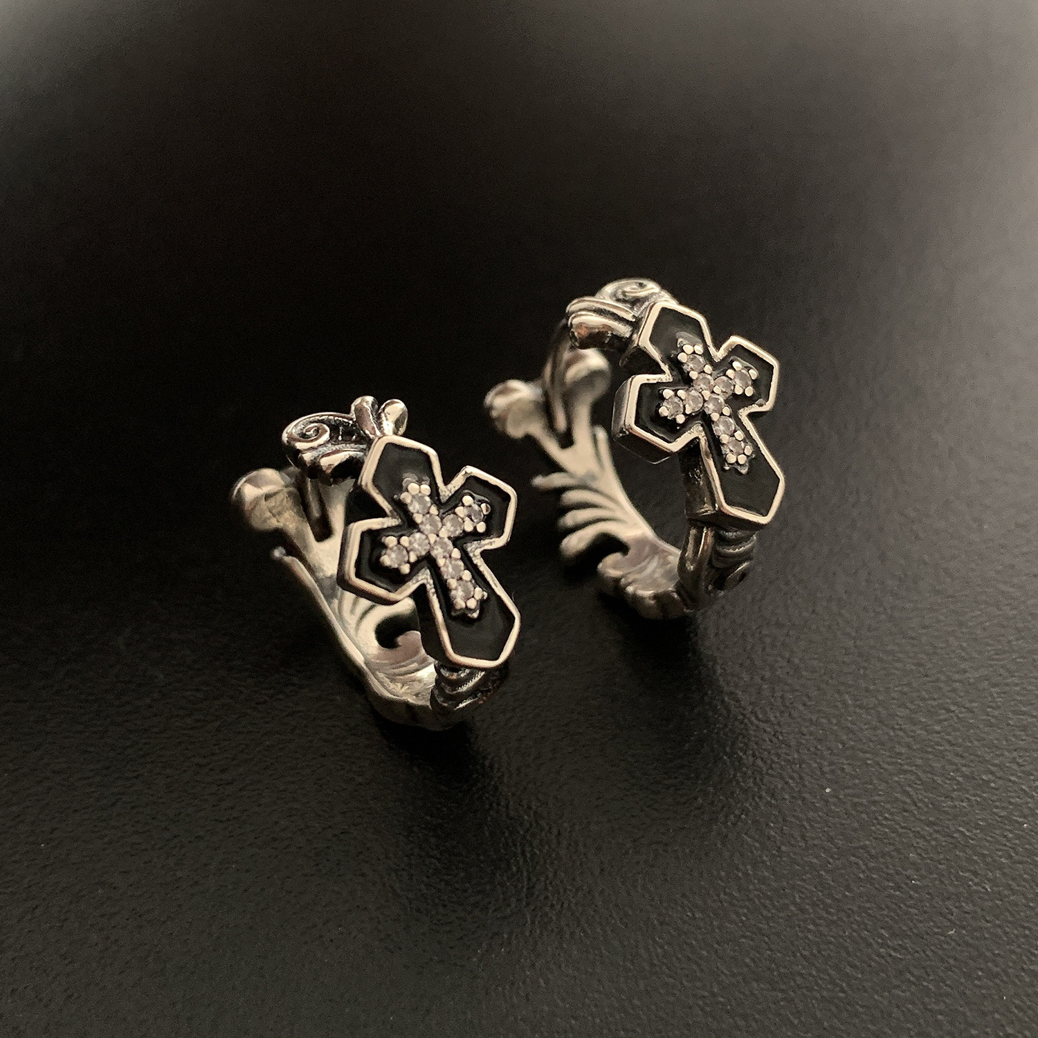 Vintage Cross Huggie Earrings