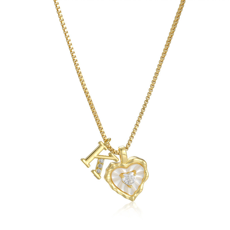 HEART-SHAPED LETTER MICRO PAVE NECKLACE