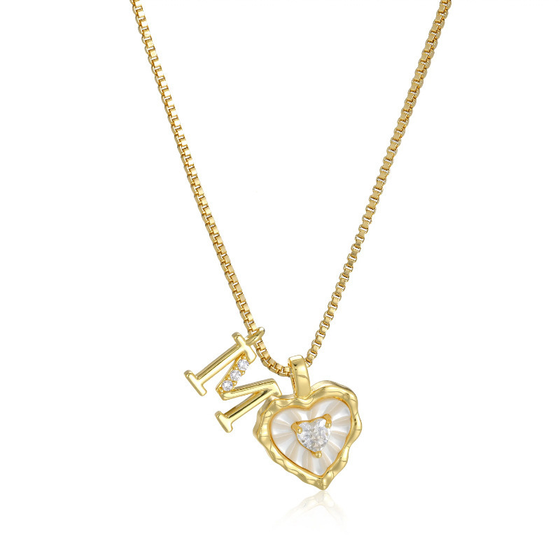 HEART-SHAPED LETTER MICRO PAVE NECKLACE