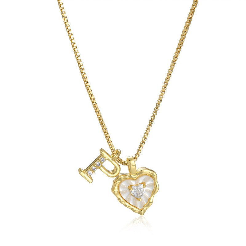 HEART-SHAPED LETTER MICRO PAVE NECKLACE